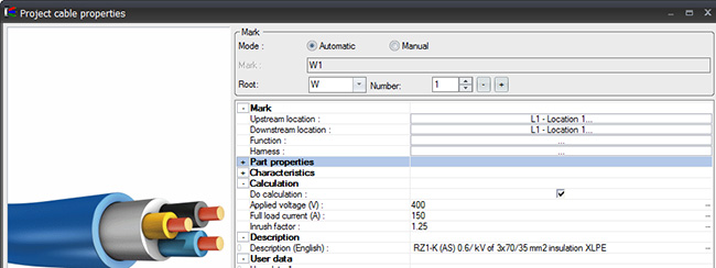 Specific data in cables in elecworks2014