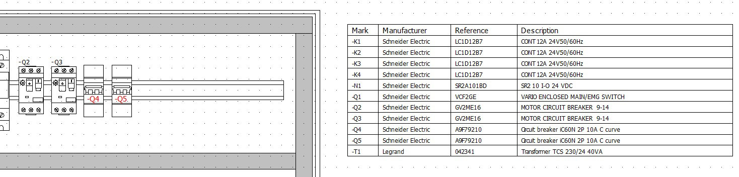 elecworks connection label table