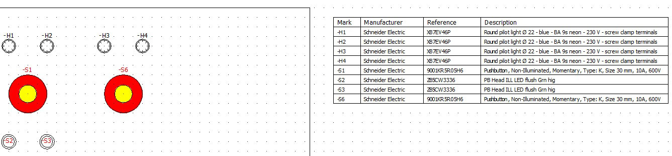 elecworks door components table