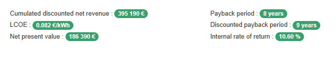 Results of the economic analysis of an industrial project